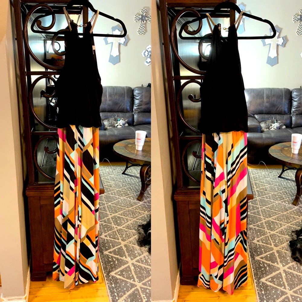 Dressbarn halter jumpsuit with chain detail (M)